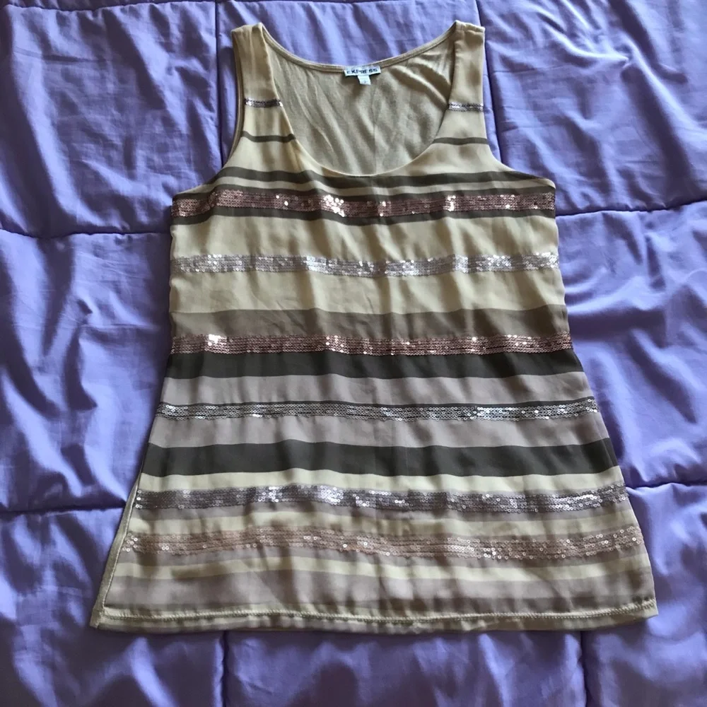 Express! Striped and Sequined Tank Top - Picture 3 of 9